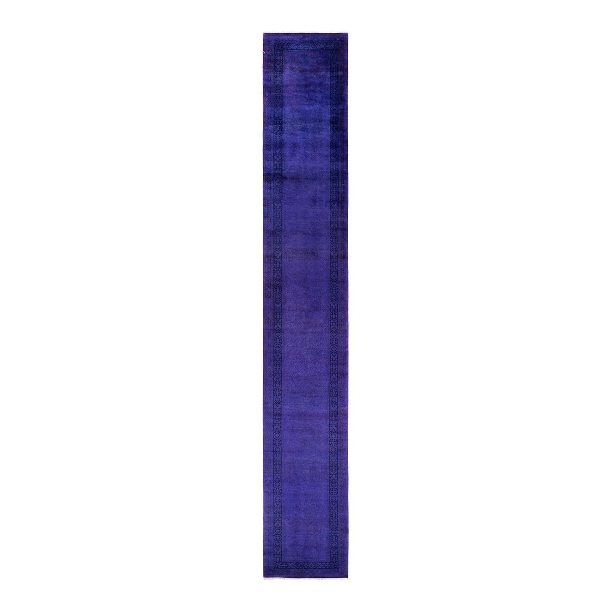 Overton Hand Knotted Wool Vintage Inspired Modern Contemporary Overdyed Purple Runner Rug - 2' 8" x 18' 0"