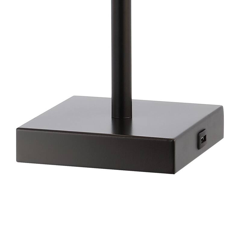 Sabrina 25.5" 2-Light Farmhouse Industrial Iron LED Table Lamp with USB Charging Port and Adjustable Light, by JONATHAN Y