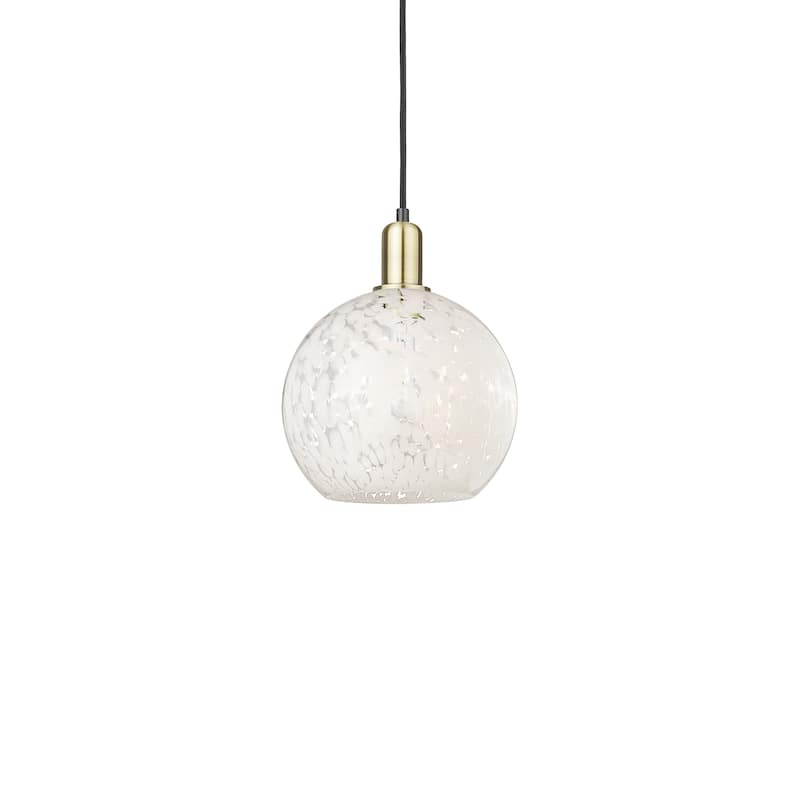Innovations Lighting 716-1P-13-10 White Mouchette Pendant White - Black Antique Brass / White Mouchette