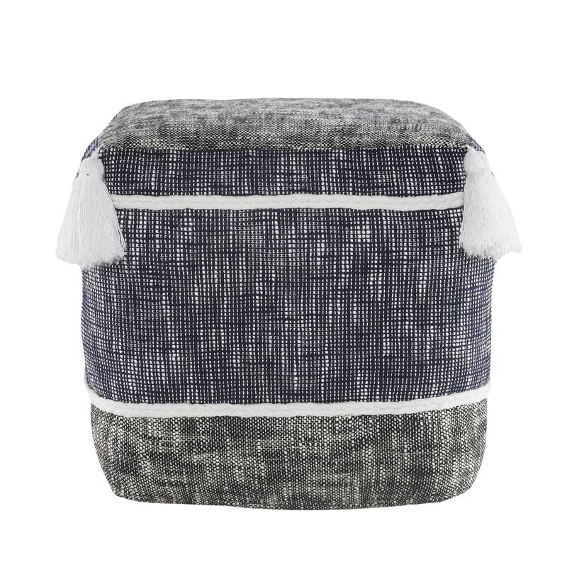 HomeRoots 16" Blue Polyester Ottoman