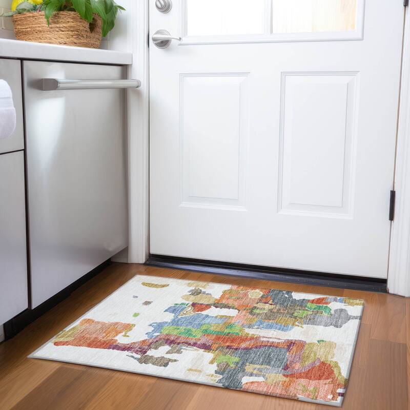 Premium Washable Super Soft Modern Abstract Mayfield Rug - Ivory - 1'8" x 2'6"