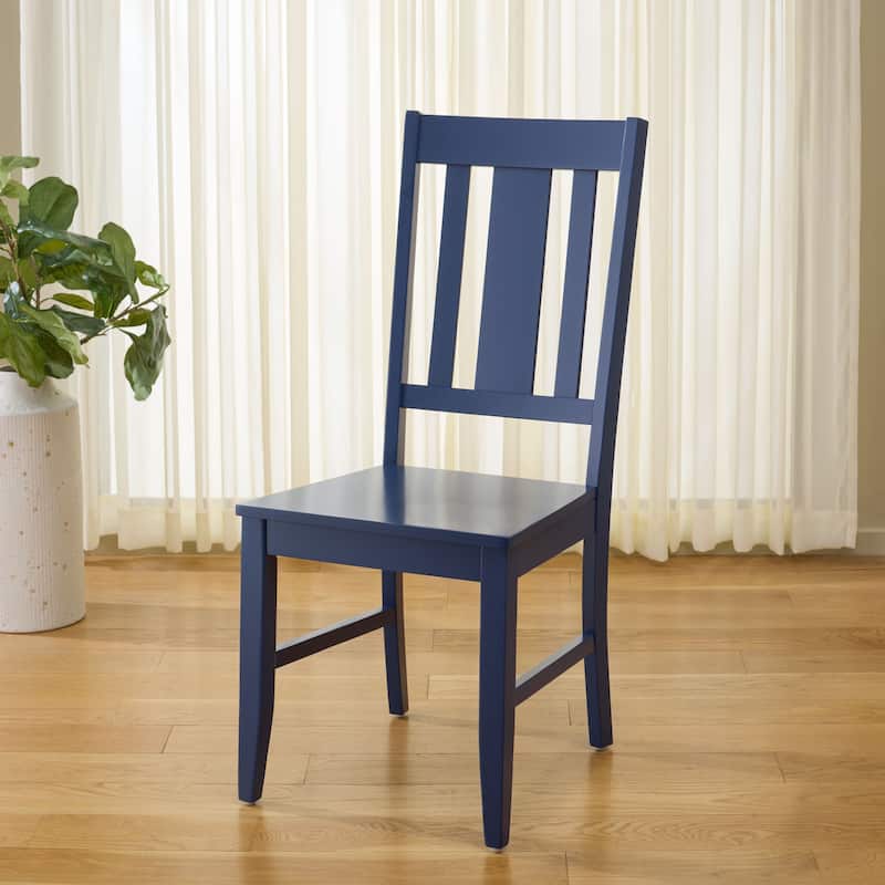 SAFAVIEH Home Roswitha Slat Back Side Chair - 18"W x 22"D x 39"H - Dark Blue