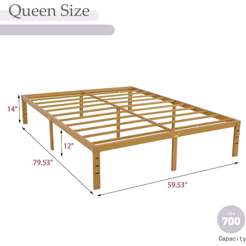 alazyhome 14 inch Metal Platform Bed Frame Steel Slat