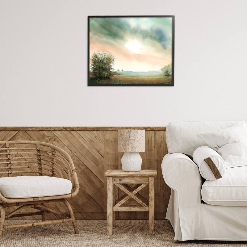 Stupell Sunrise over Pastoral Field Framed Giclee Art Design By Ashley Davis