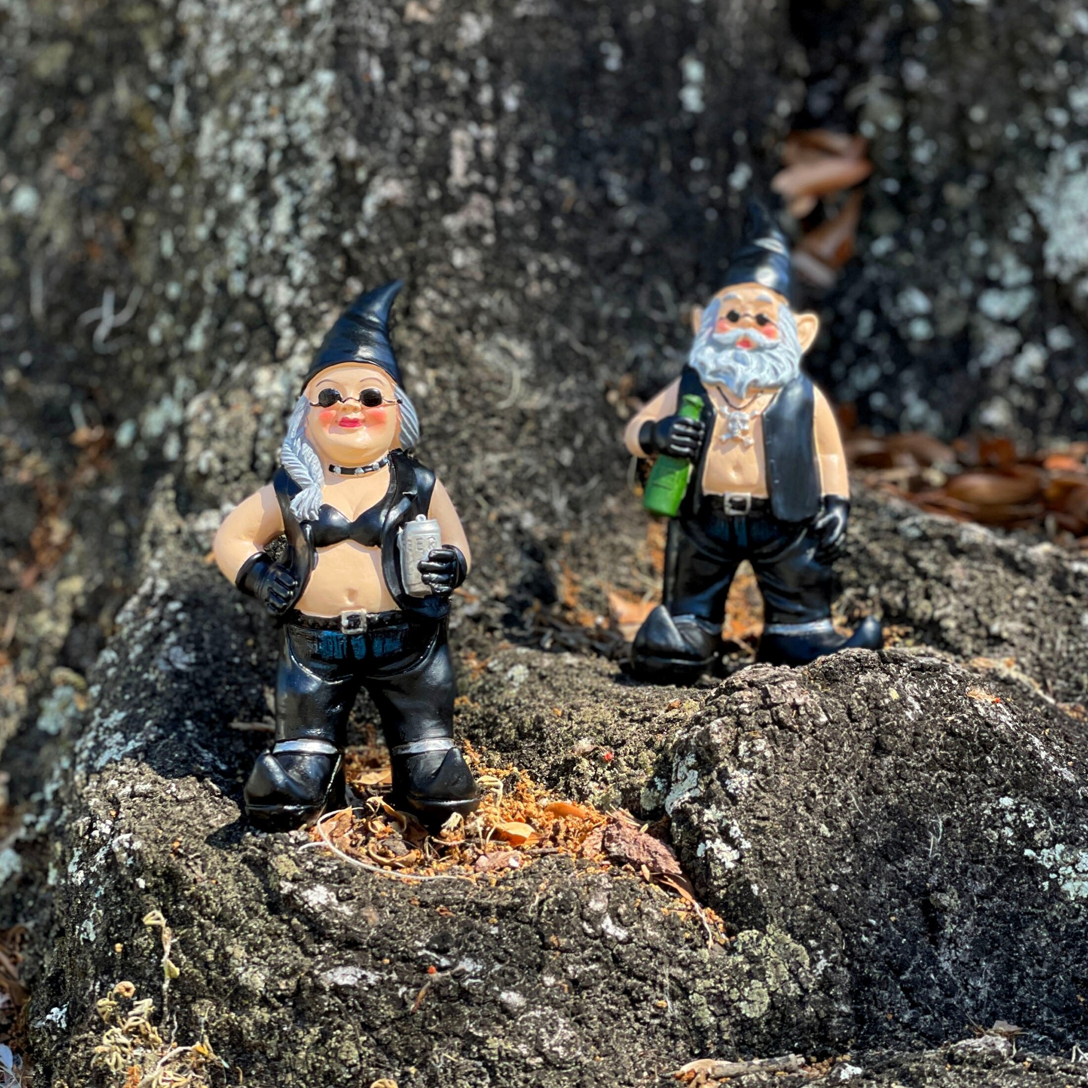gnome セット Zeckos Gnoschitt & Gnofun 7.5 Inch Motorcycle Garden Gnome Statues