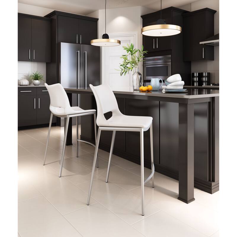 Ace Counter Stool White & Silver - White/Silver