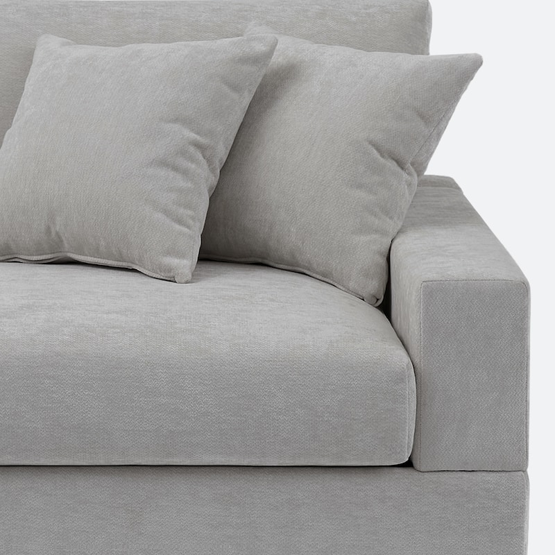 41" W Modern Chenille Corner Arm Accent Chair Sectional Module with Pillows