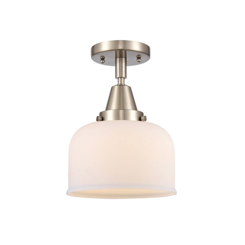 Innovations Lighting Caden Bell - 1 Light 8" Flush Mount - Matte White/Brushed Satin Nickel