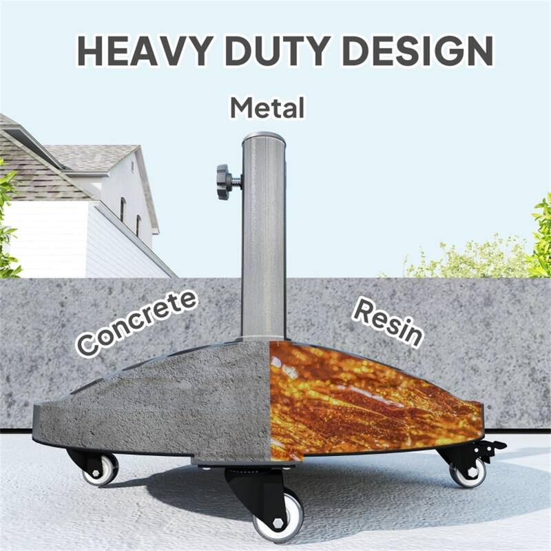 Outsunny Black Resin-Concrete Mobile Umbrella Base with Wheels Umbrellas, 46 lbs