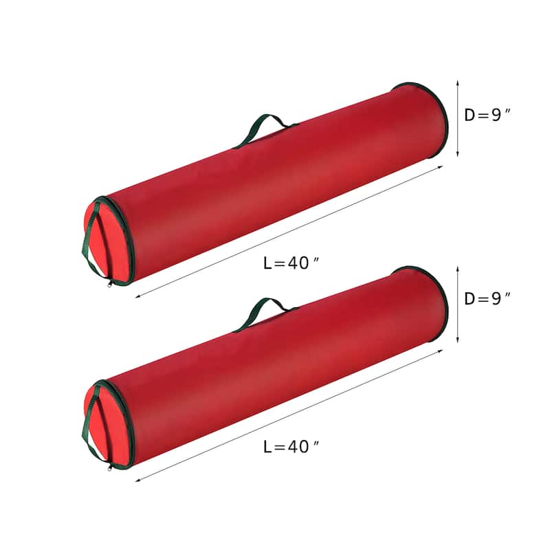 Wrapping Paper Storage Bag 2-Pack - 40-Inch Gift Wrap Organizer - Christmas Storage by Elf Stor (Red)