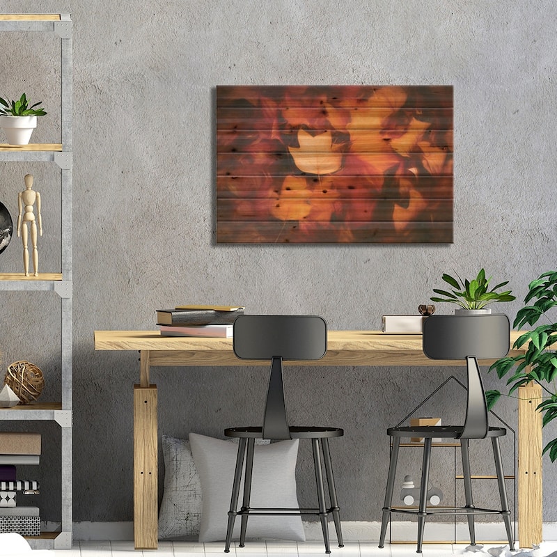 Leaves Colored Autumn Painting Print On Wood by Philippe Sainte-Laudy - Multi-Color