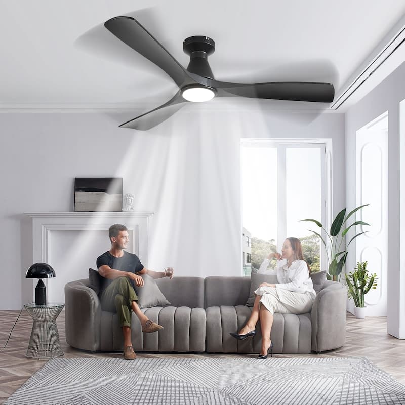 Ceiling Fans with Lights and APP: Flush Mount Low Profile Ceiling Fan for Bedroom - Dimmable Indoor Outdoor Fan
