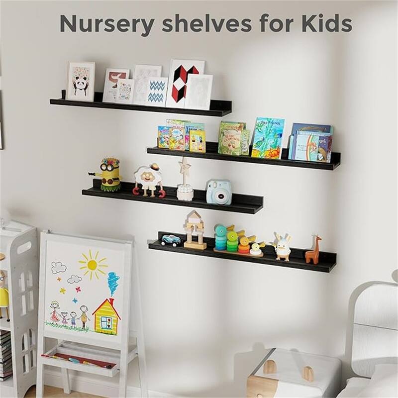 Wooden Picture Shelves for Wall with Ledge - 5.12"D x 36"W x 2.17"H