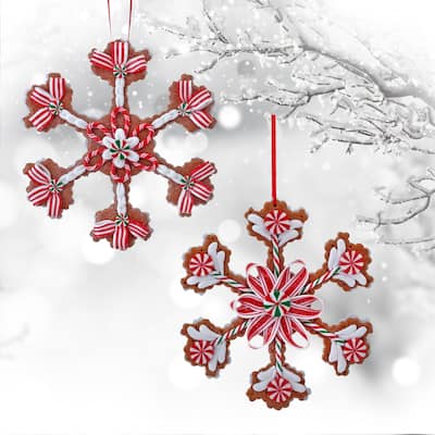 8.5 Clay dough Candy Snowflake Ornament"