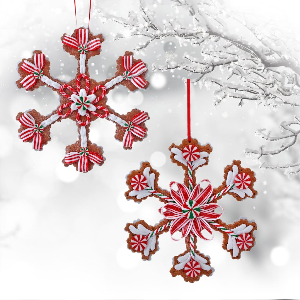 8.5 Clay dough Candy Snowflake Ornament"