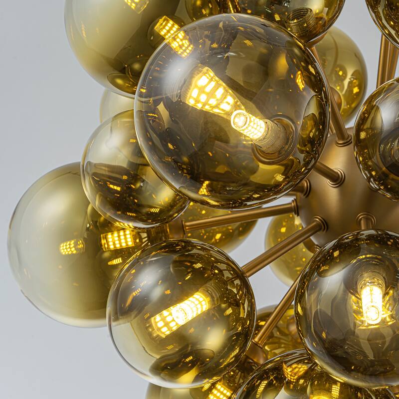21-Light Modern Large Sputnik Cluster Glass Bubble Chandelier - W23.62"