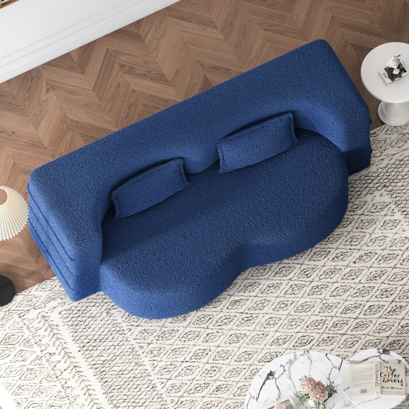 Modern Convertible Floor Folding Sleeper Sofa with 2 Pillows
