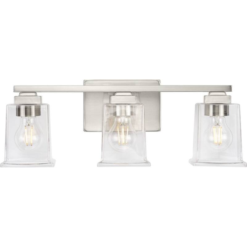 Gilmour Collection Three-Light Brushed Nickel Clear Glass Vanity Light - 20.12 in x 5.5 in x 7 in