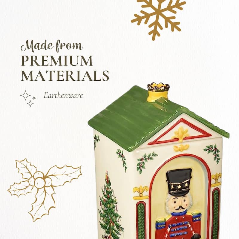 Spode Christmas Tree Nutcracker Figural Cookie Jar - 6.5" L x 6.5" W x 12" H
