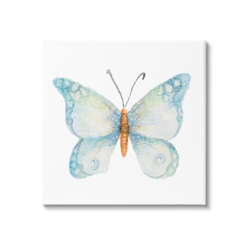 Stupell Elegant Blue Butterfly Insect Animal Watercolor Effect Canvas Wall Art, Design by Janice Gaynor - 30 x 30