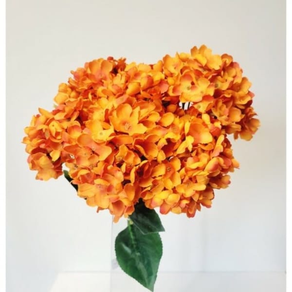 Two Tone Orange Hydrangea Bush Artificial Flowers - Bed Bath
