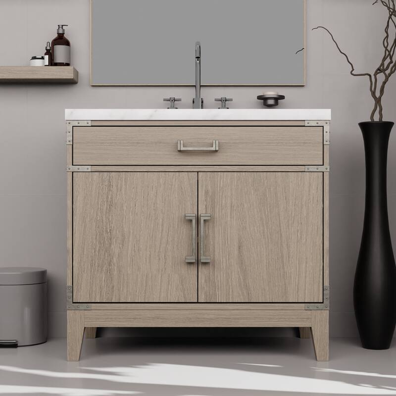 Laurel Bath Vanity Carrara Marble Top, Sink and Faucet