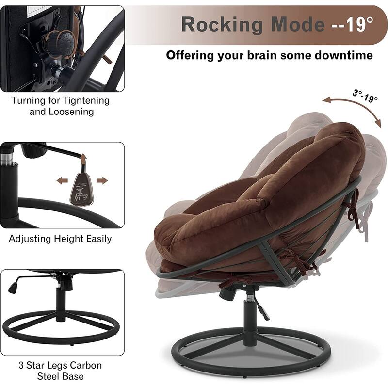 MCombo Gas Lift Swivel Papasan Chair with Height Adjustment, Velvet HQ405