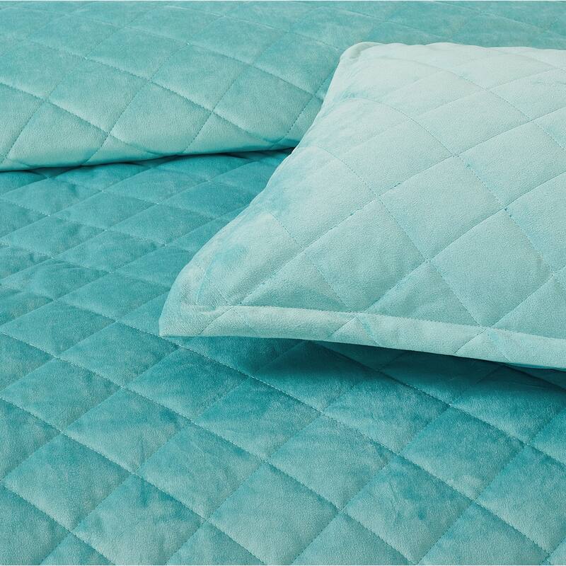 Serenta Velvet Quilts 5 Piece Ultra Soft Floor Touching Bedspread Set