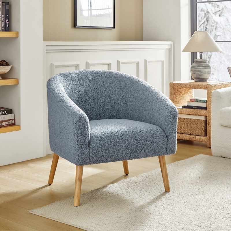 Sheila Modern 31"W Boucle Armchair with Solid Wood Legs by HULALA HOME