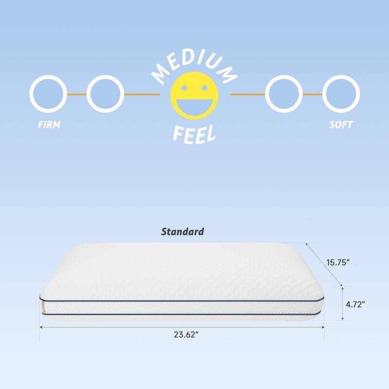 2-Pack Cool Touch Memory Foam Pillows, Bed Pillows for Side&Back Sleepers, - White