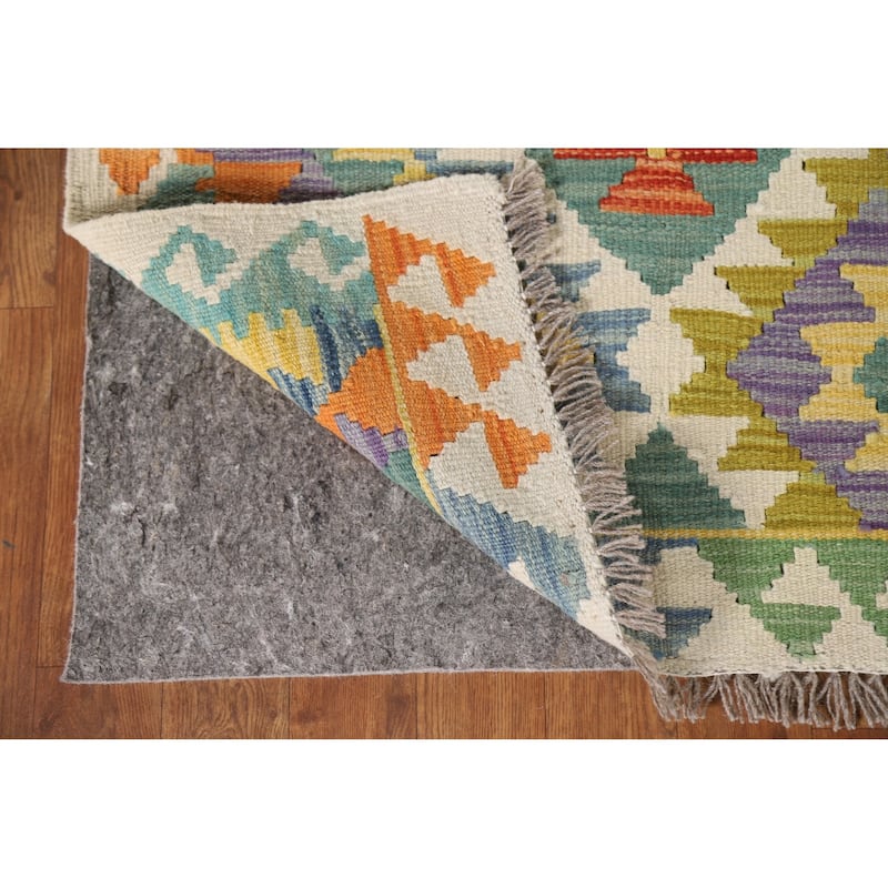 Reversible Kilim Accent Rug Hand-Woven Wool Carpet - 3'6"x 4'10"