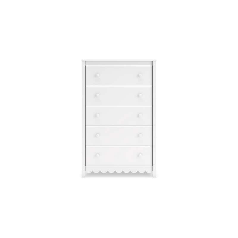Kally Tall Dresser Chest, 5 Drawers, Modern Matte White Wood, 50 Inch