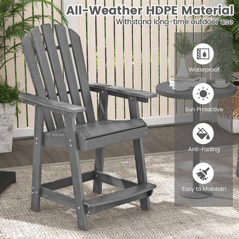 Gymax 2PCS Bar Stool HDPE Chair w/ Armrest Footrest Home Indoor