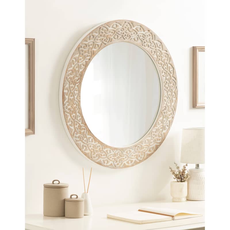 Kate and Laurel Engrahm Framed Mirror - 26" Diameter