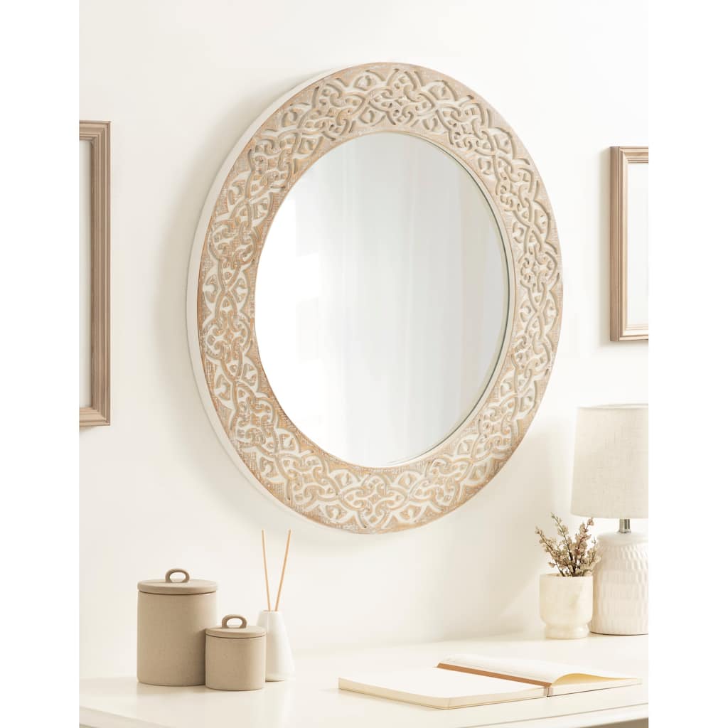 Kate and Laurel Engrahm Framed Mirror - 26" Diameter