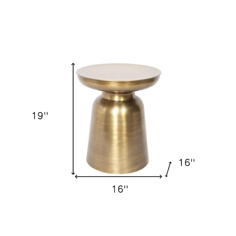 HomeRoots 19" Gold Iron Round End Table - 16.00 in. x 19.00 in. x 16.00 in.