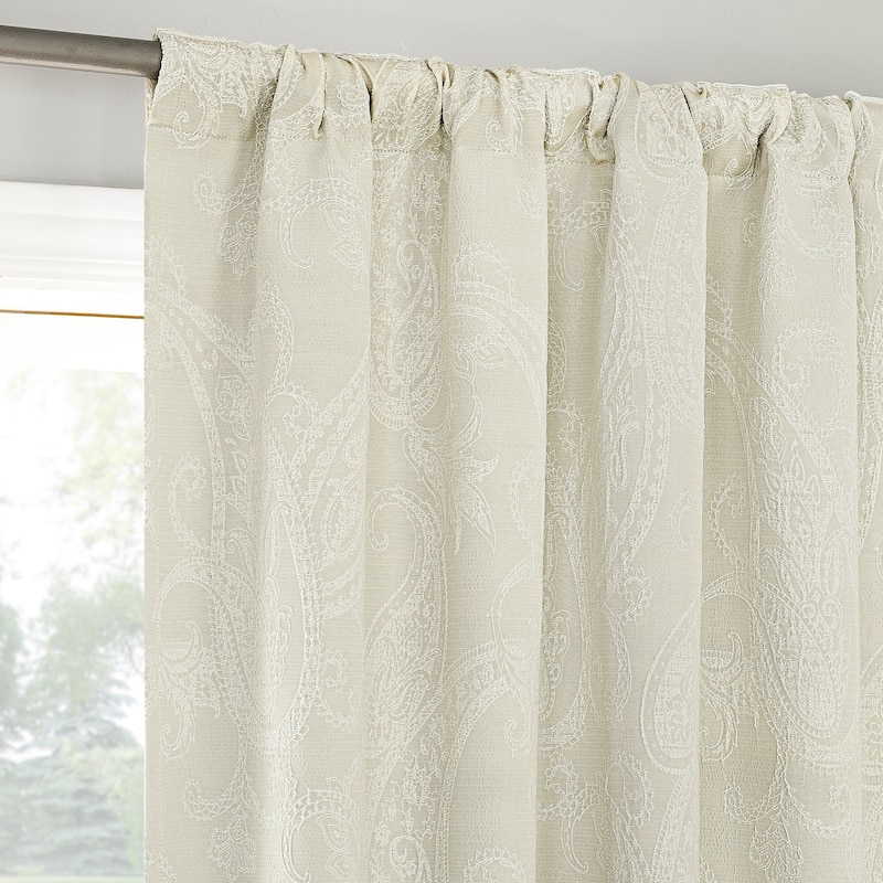 Sun Zero Pedra Paisley Embroidery Total Blackout Back Tab 1-Piece Curtain Panel, Single Panel