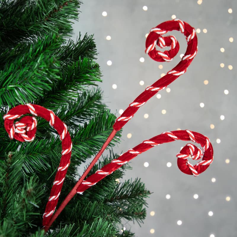 27" Red and White Candy Cane Curls Christmas Spray