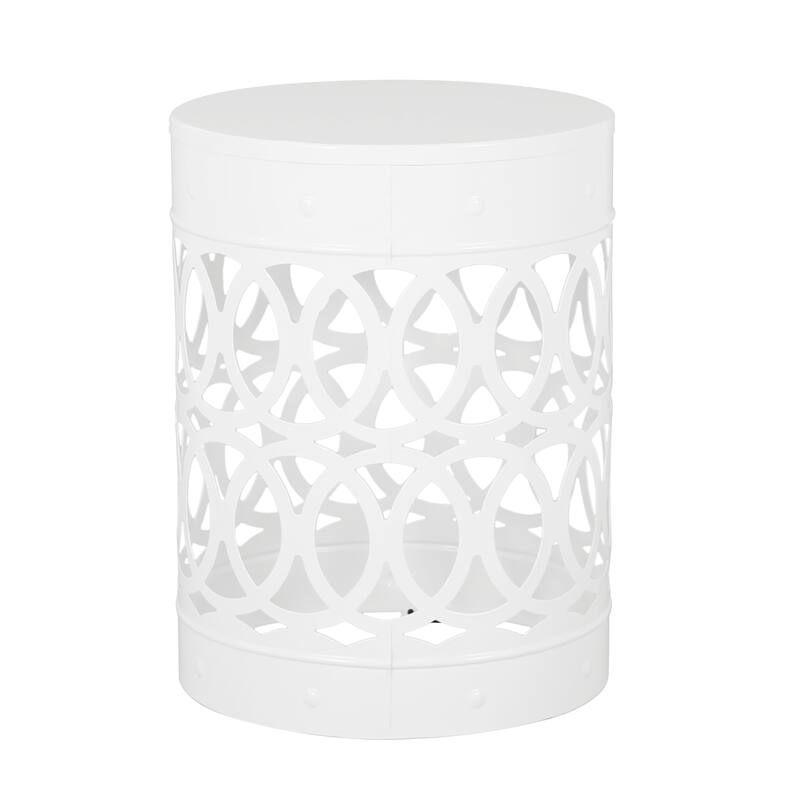 Metal End Table Outdoor Lace Cut Iron Side Table by Christopher Knight Home