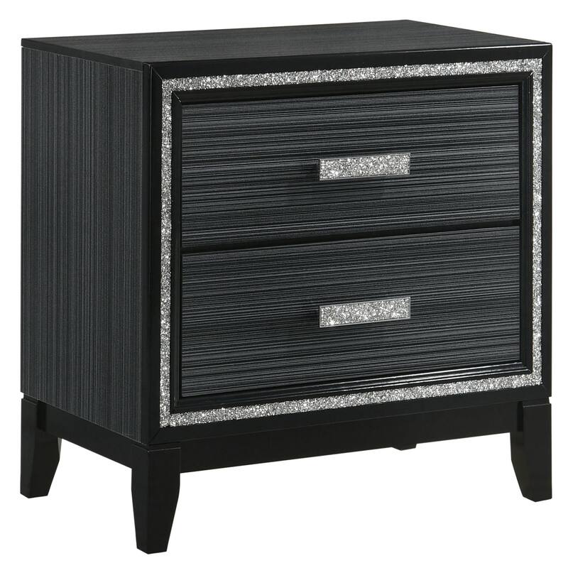 Weathered Black 2-Drawer Nightstand with Safety Stop Mechanism - Black
