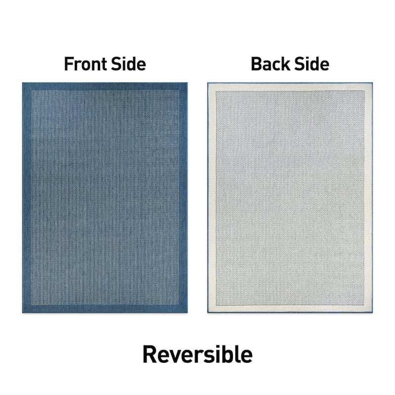 World Rug Gallery Contemporary Bordered Weather Resistant Reversible Indoor/Outdoor Area Rug