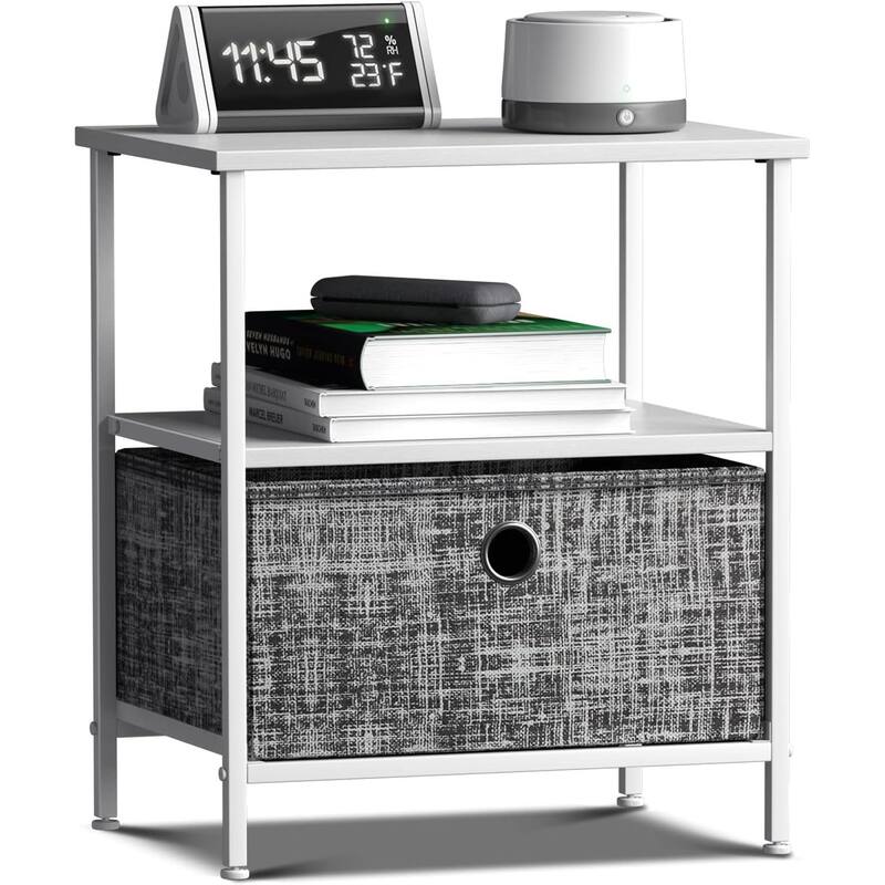 Nightstand 1-Drawer Shelf Storage - Bedside Furniture End Table Chest