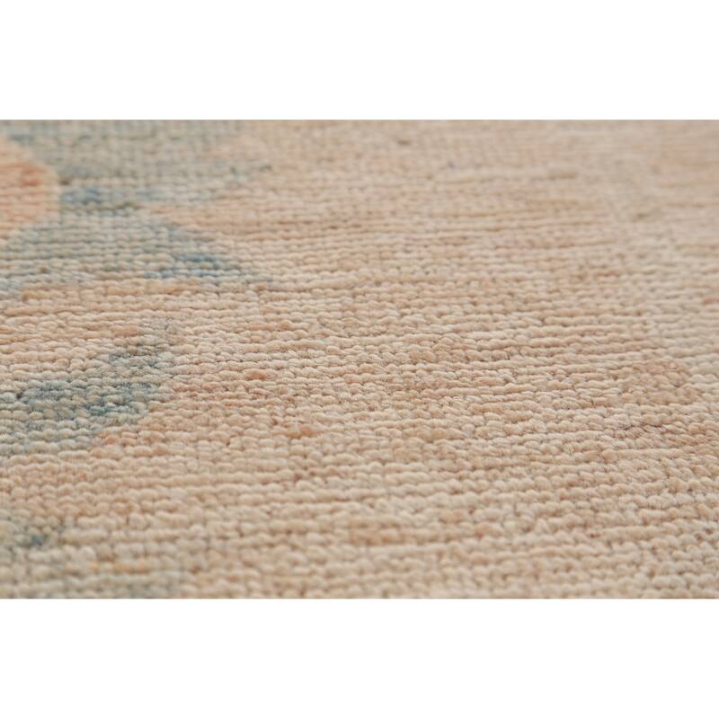 Hand Knotted Oriental 100% Wool Carpet Transitional All-Over Peach Oushak Area Rug - 12' 2'' X 9' 5''