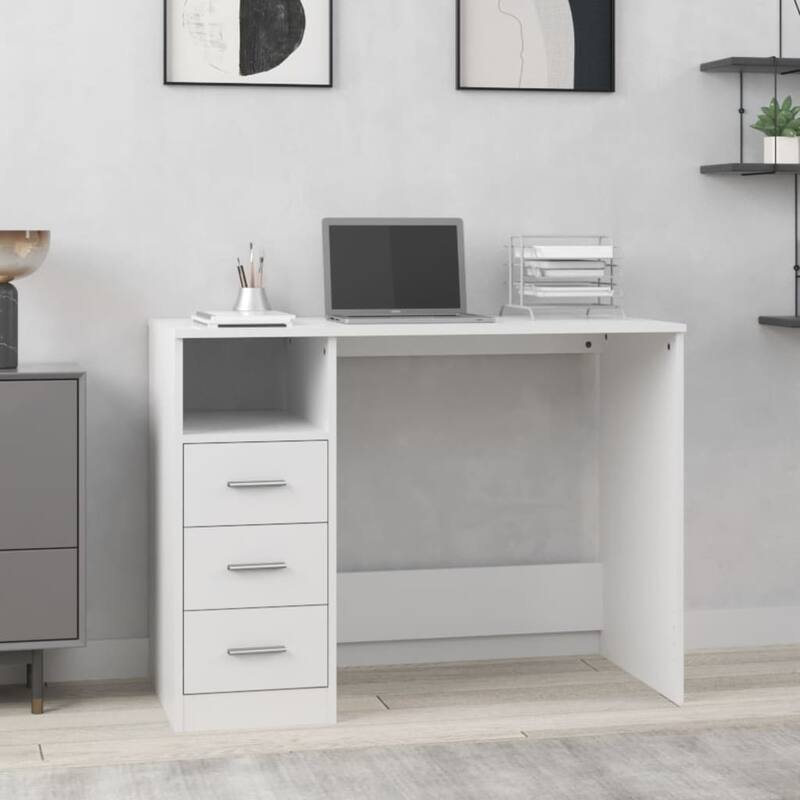vidaXL Desk Engineered wood 40.2 in x 19.7 in x 29.9 in Desk - White