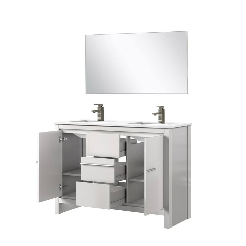Lafarre Bath Vanity with Quartz Top, Sink, Mirror and Chrome Faucet