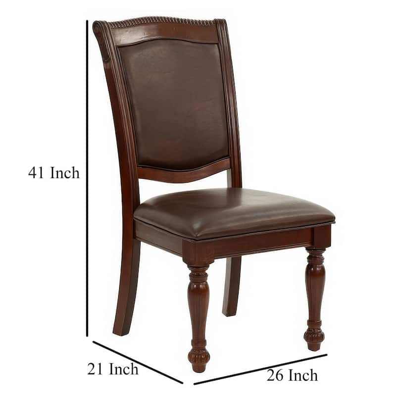 Dark Brown/Brown Faux Leather Upholstered Wood Frame Dining Chair, Set of 2, Sturdy Dining Chair for Dining Rooms - 24.6