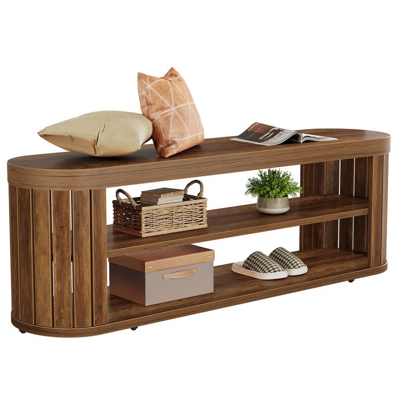 Wood Dining Bench, Shoe Storage Entryway Bench, Bedroom Hallway Living Room End of Bed Stool Accent Bench