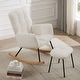 preview thumbnail 2 of 24, Rocking Chair Nursery Glider Chair High Back Rocking Armchair Upholstered Lounge Chair With Ottoman-Beige