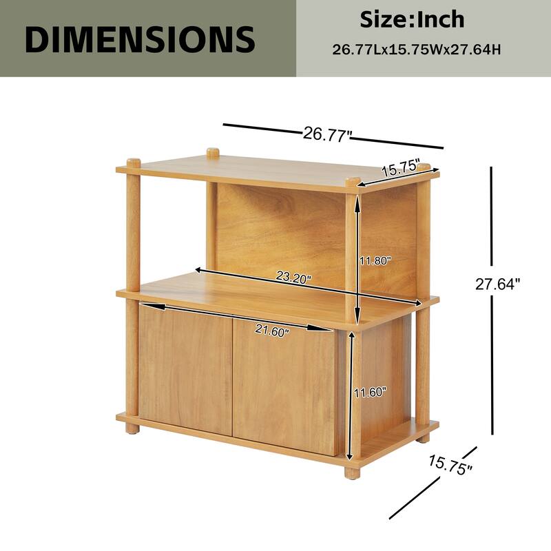 Christopher Knight Home - Mid-Century Mordern Wood Nightstand with Open Shelves and Storage Cabinet