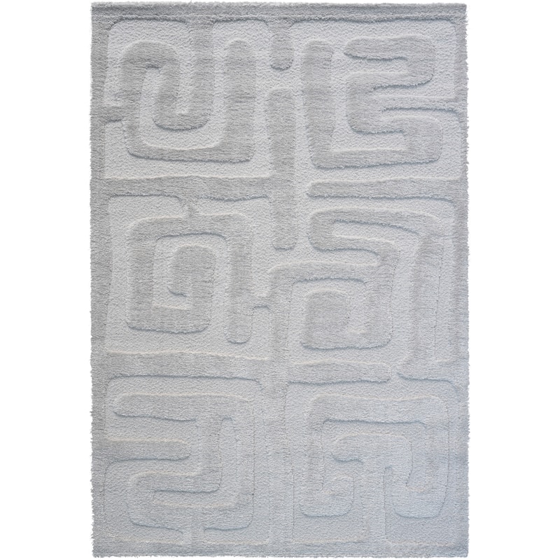 Lillian Ivory and White Recycled Polyester Area Rug - 9' x 12'
